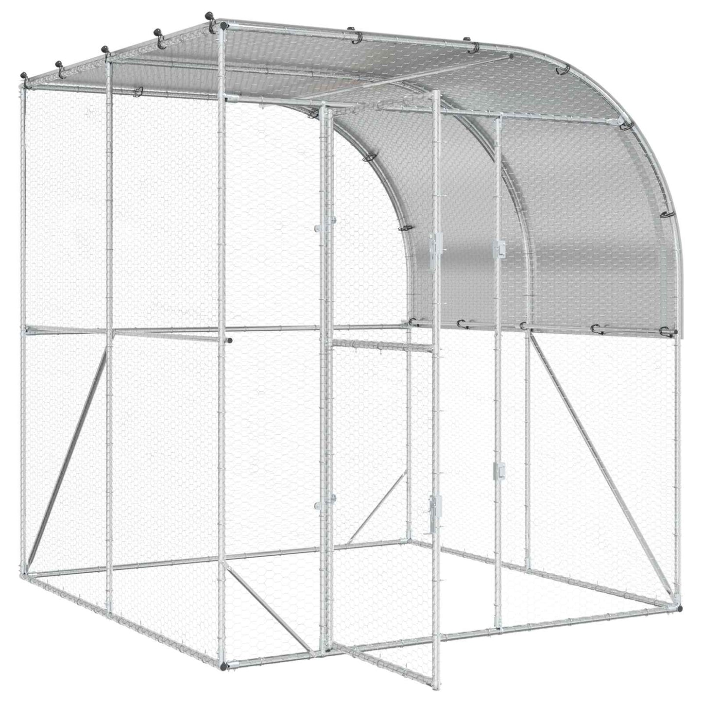 Chicken Coop Silver 200 x 200 x 215 cm Galvanised Steel
