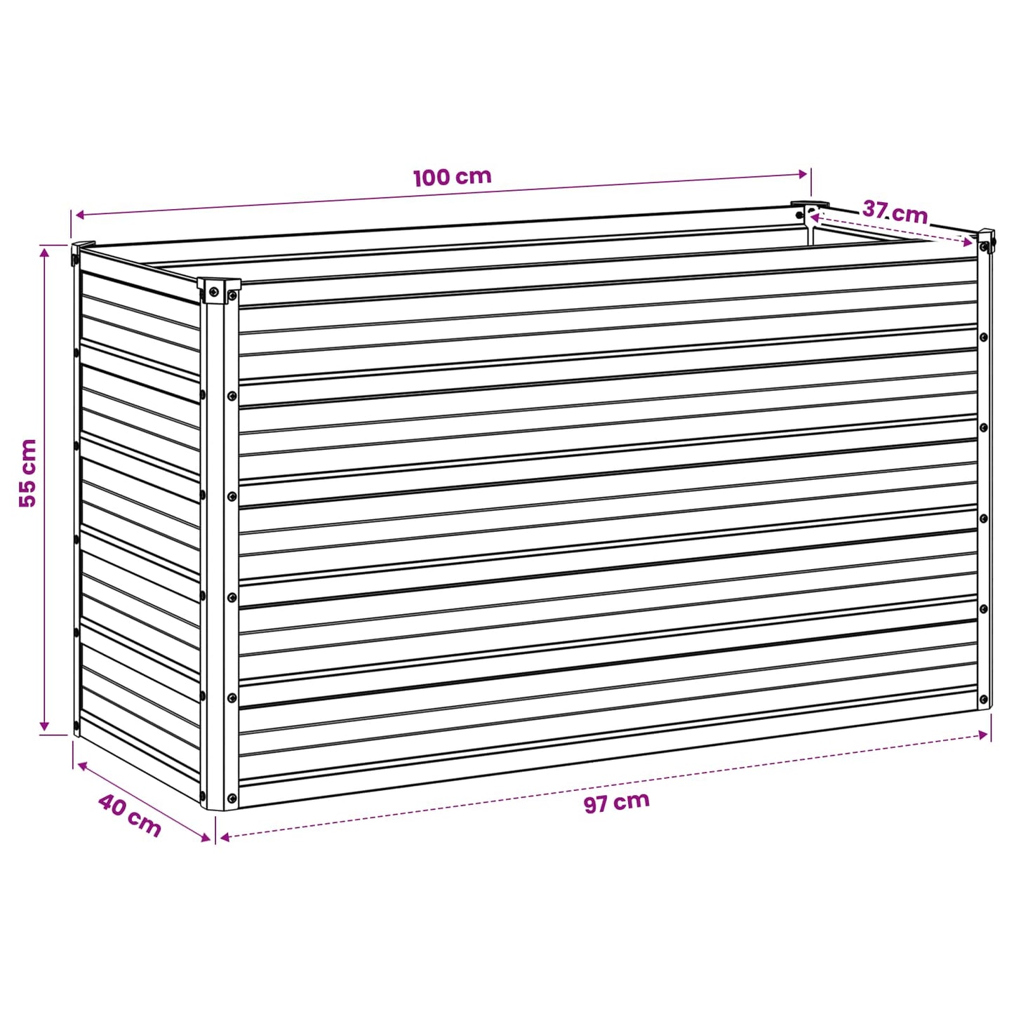 Raised Garden Bed Brown 100 x 40 x 55 cm cold-rolled steel