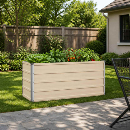 Raised Garden Bed Ivory 100 x 40 x 55 cm cold-rolled steel