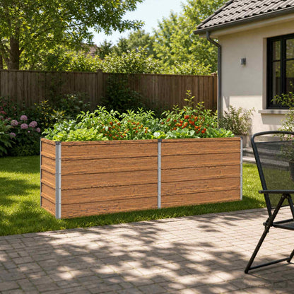 Raised Garden Bed Wood Brown 160 x 40 x 55 cm cold-rolled steel