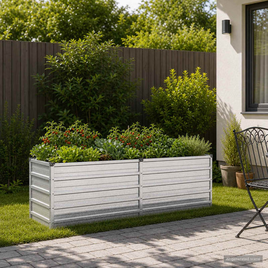 Raised Garden Bed Silver 160 x 40 x 55 cm galvanized