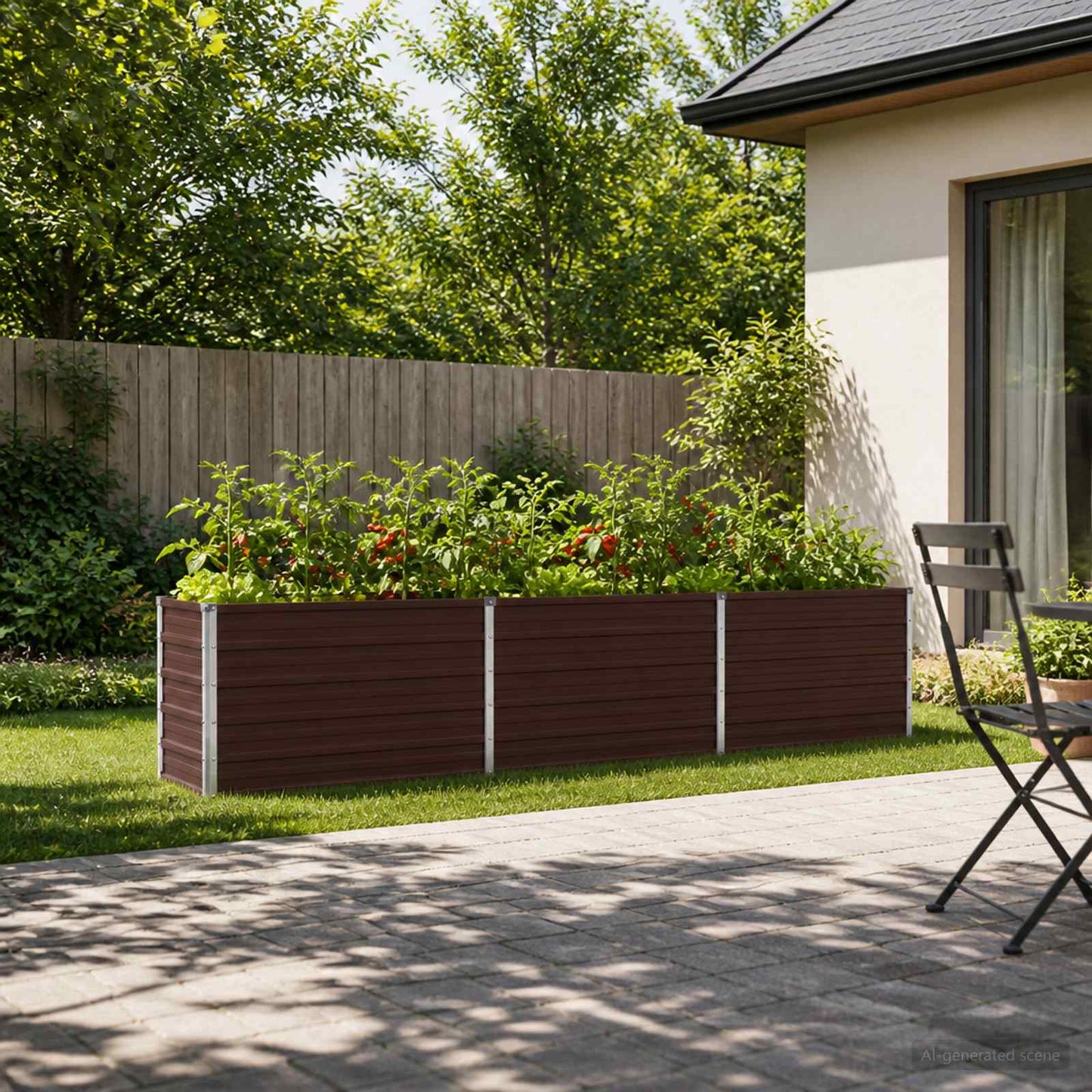 Raised Garden Bed Brown 240 x 40 x 55 cm cold-rolled steel