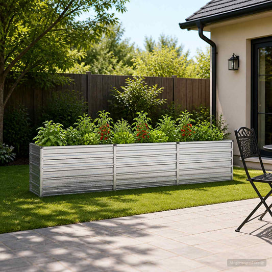Raised Garden Bed Silver 240 x 40 x 55 cm galvanized
