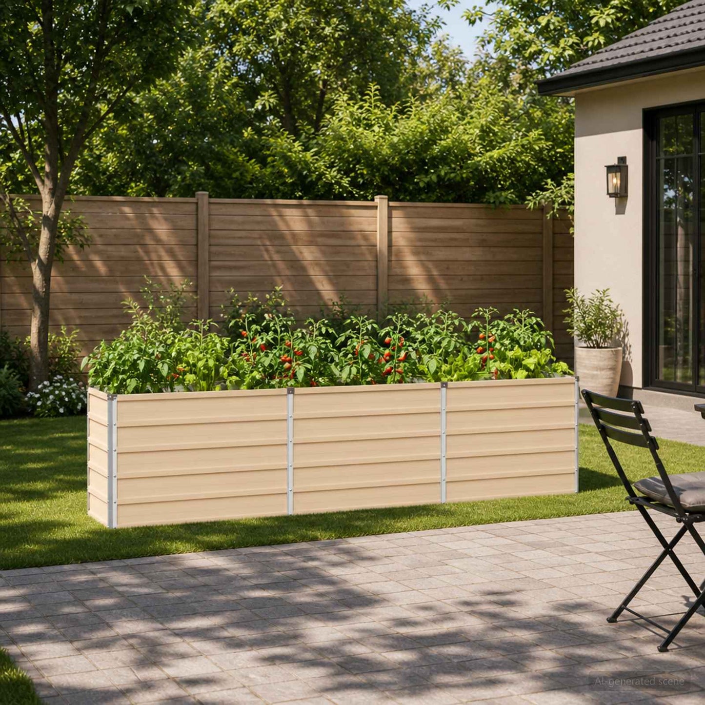 Raised Garden Bed Ivory 240 x 40 x 55 cm cold-rolled steel