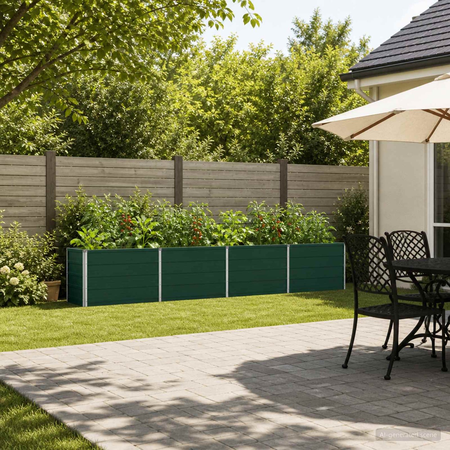 Raised Garden Bed Green 320 x 40 x 55 cm cold-rolled steeel
