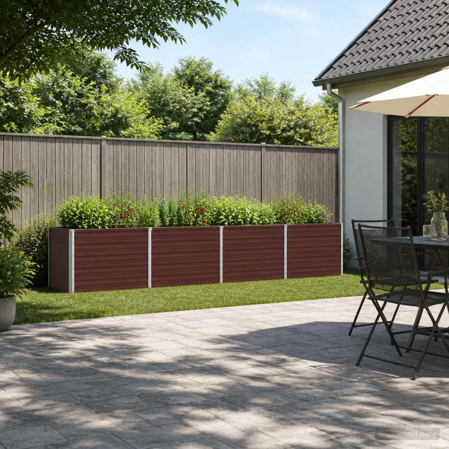 Raised Garden Bed Brown 320 x 40 x 55 cm cold-rolled steel