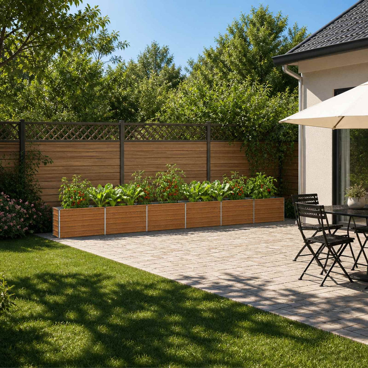 Raised Garden Bed Wood Brown 600 x 40 x 55 cm cold-rolled steel