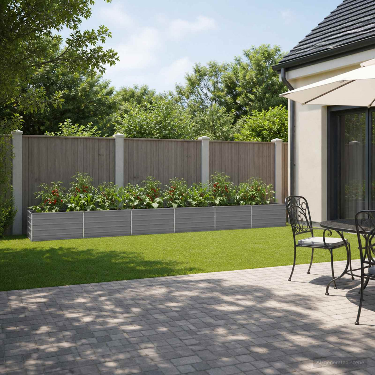 Raised Garden Bed Grey 600 x 40 x 55 cm cold-rolled steel