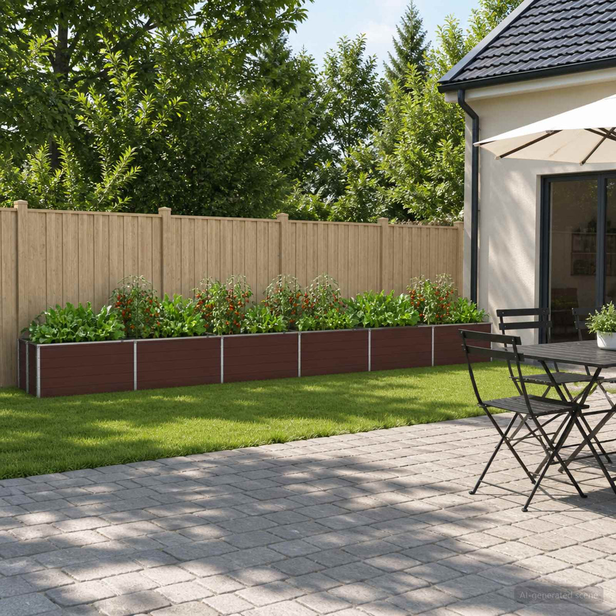 Raised Garden Bed Brown 600 x 40 x 55 cm cold-rolled steel