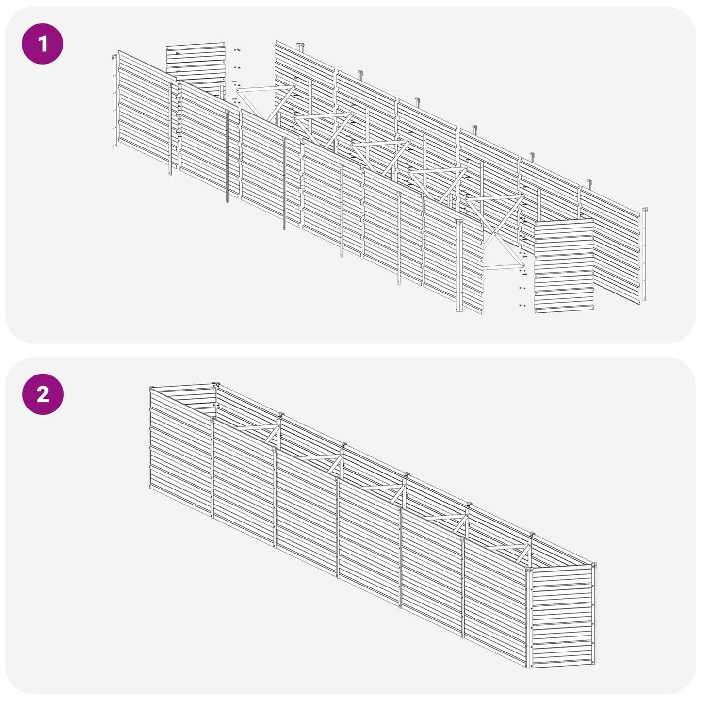 Raised Garden Bed Ivory 600 x 40 x 55 cm cold-rolled steel
