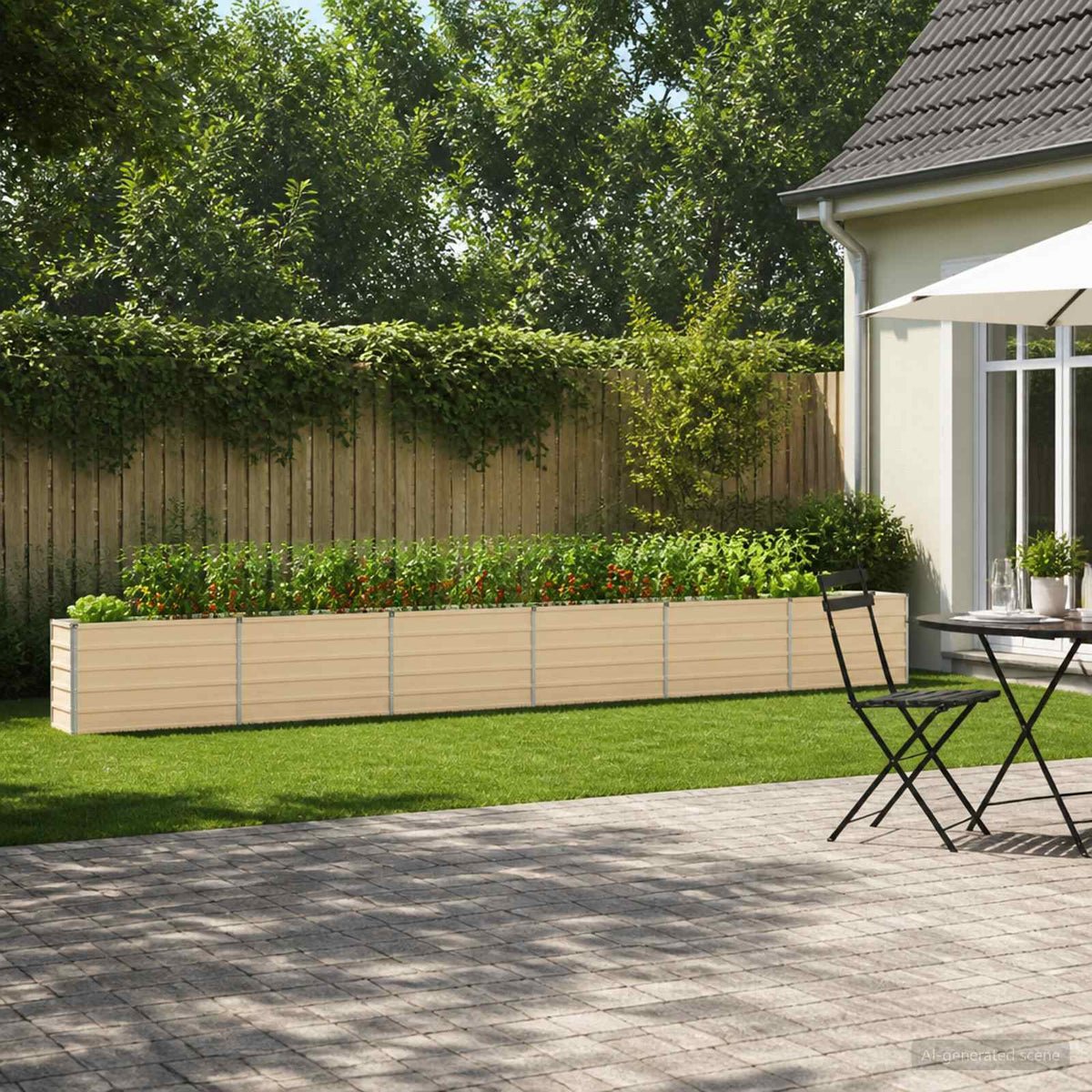 Raised Garden Bed Ivory 600 x 40 x 55 cm cold-rolled steel