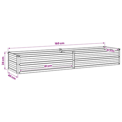 Raised Garden Bed Wood Brown 160 x 40 x 24 cm cold-rolled steel