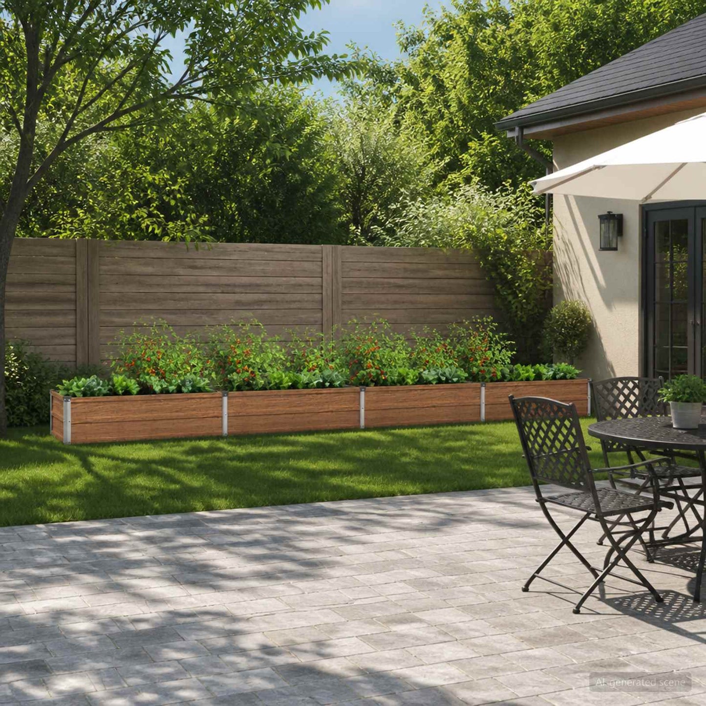 Raised Garden Bed Wood Brown 320 x 40 x 24 cm cold-rolled steel