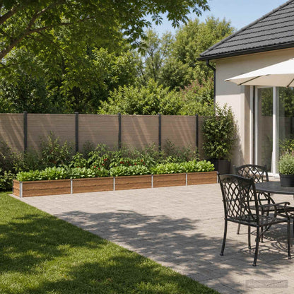 Raised Garden Bed Wood Brown 400 x 40 x 24 cm cold-rolled steel