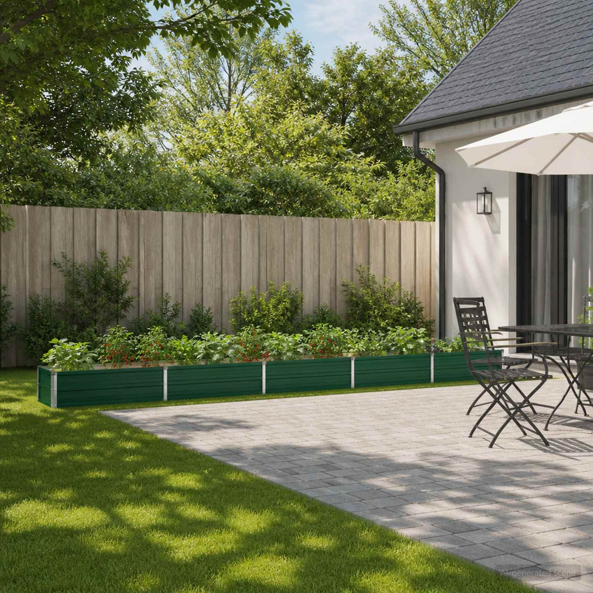 Raised Garden Bed Green 400 x 40 x 24 cm Galvanised Steel