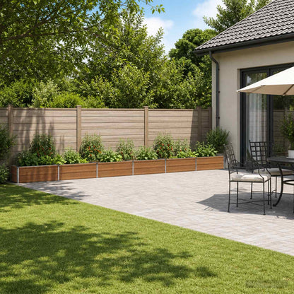 Raised Garden Bed Wood Brown 600 x 40 x 24 cm cold-rolled steel