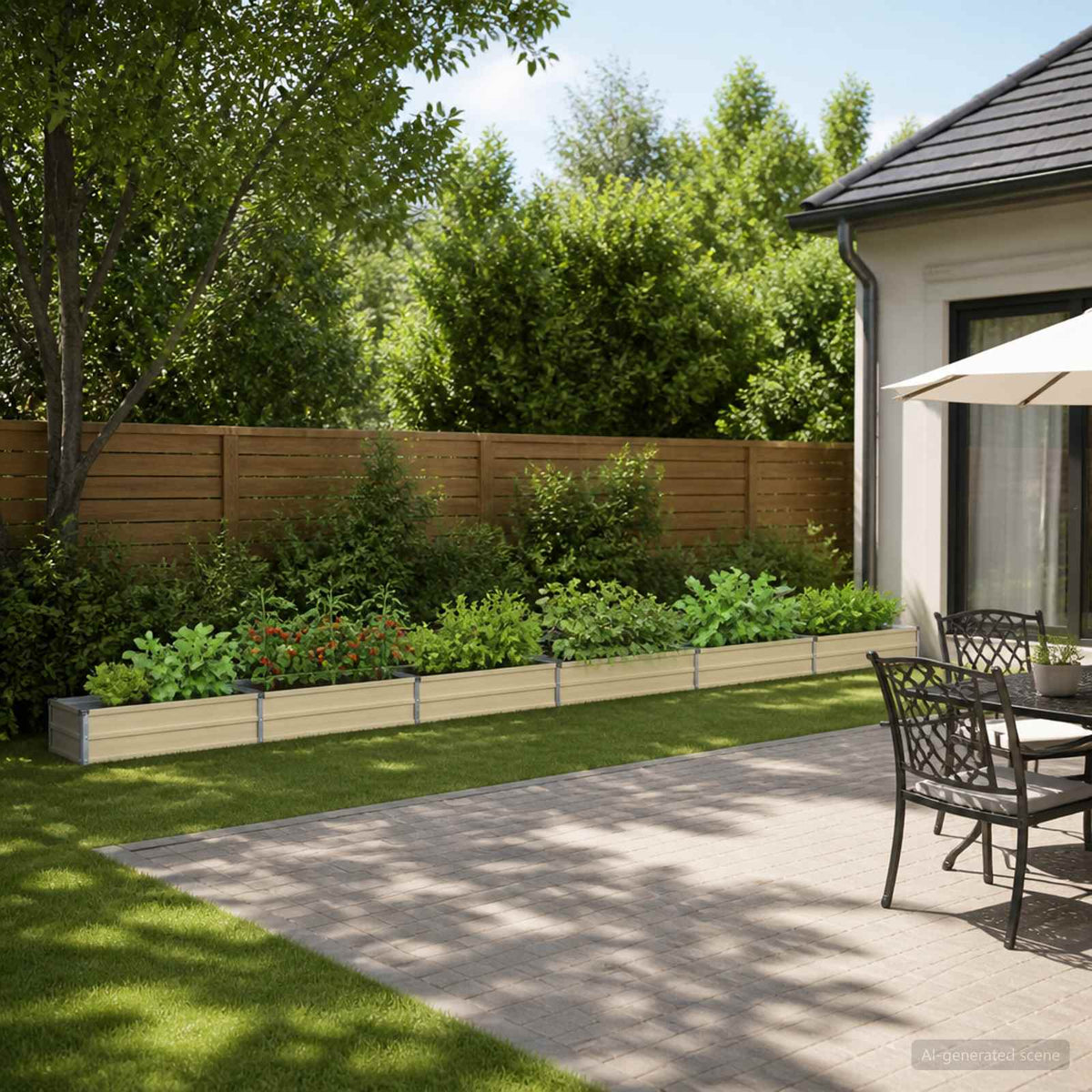 Raised Garden Bed Ivory 600 x 40 x 24 cm cold-rolled steel