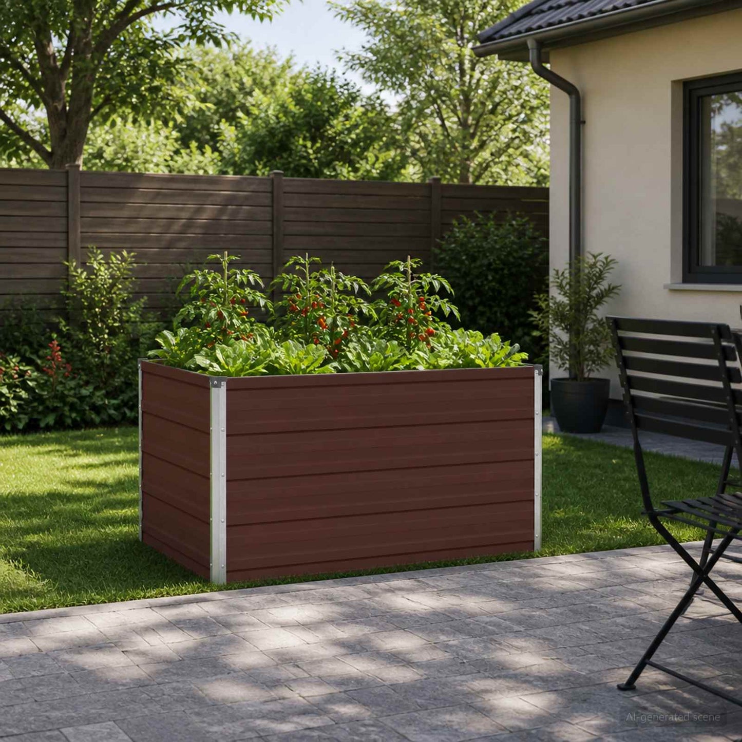 Raised Garden Bed Brown 100 x 80 x 55 cm cold-rolled steel