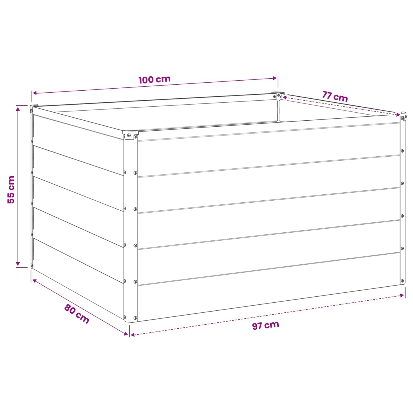 Raised Garden Bed Rusty 100 x 80 x 55 cm corton
