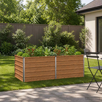 Raised Garden Bed Wood Brown 160 x 80 x 55 cm cold-rolled steel