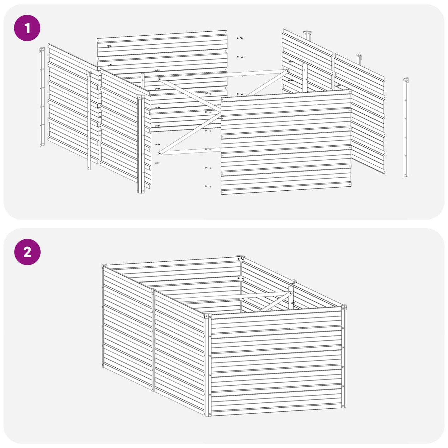 Raised Garden Bed Silver 160 x 80 x 55 cm galvanized