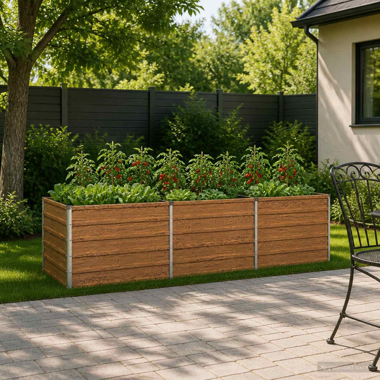 Raised Garden Bed Wood Brown 240 x 80 x 55 cm cold-rolled steel