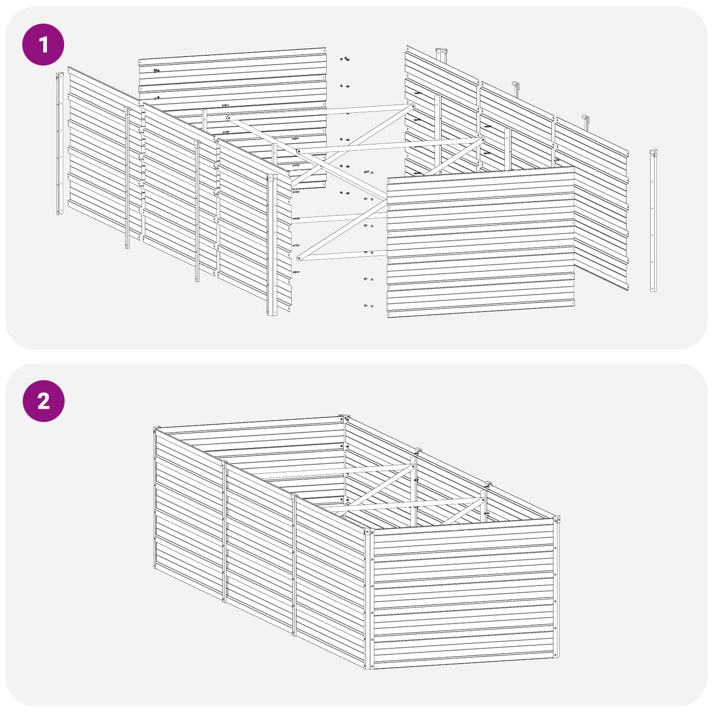 Raised Garden Bed Grey 240 x 80 x 55 cm cold-rolled steel