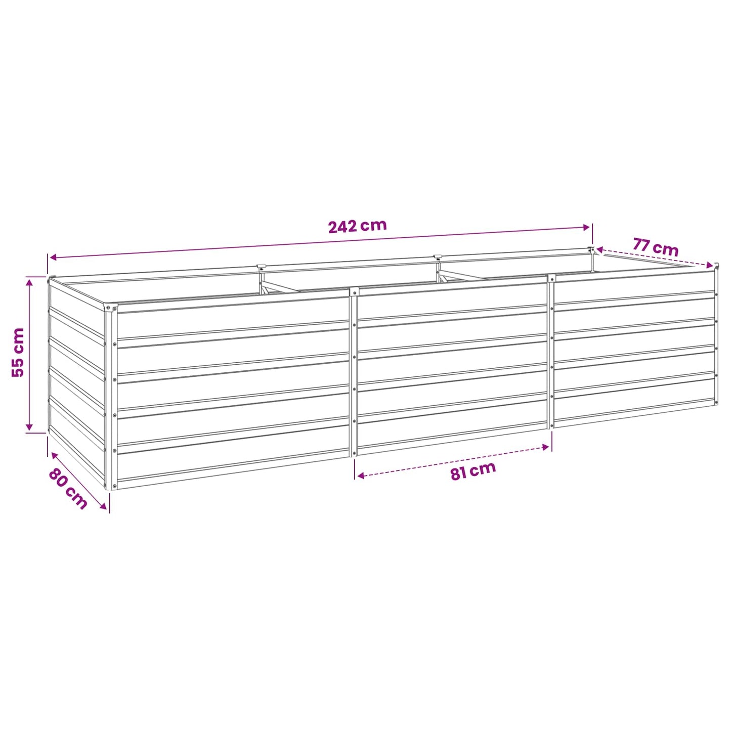Raised Garden Bed Brown 240 x 80 x 55 cm cold-rolled steel