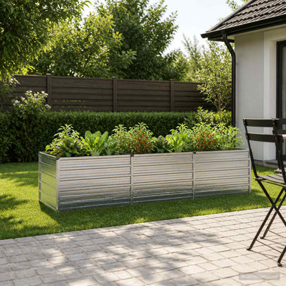 Raised Garden Bed Silver 240 x 80 x 55 cm galvanized