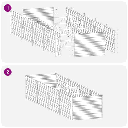 Raised Garden Bed Wood Brown 320 x 80 x 55 cm cold-rolled steel
