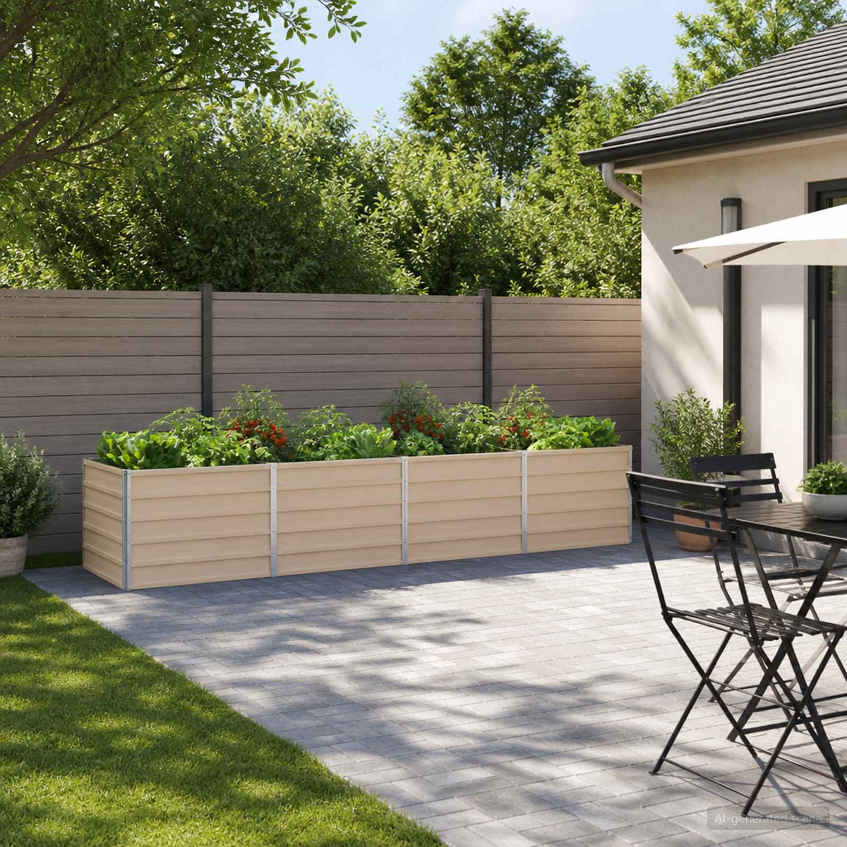 Raised Garden Bed Ivory 320 x 80 x 55 cm cold-rolled steel