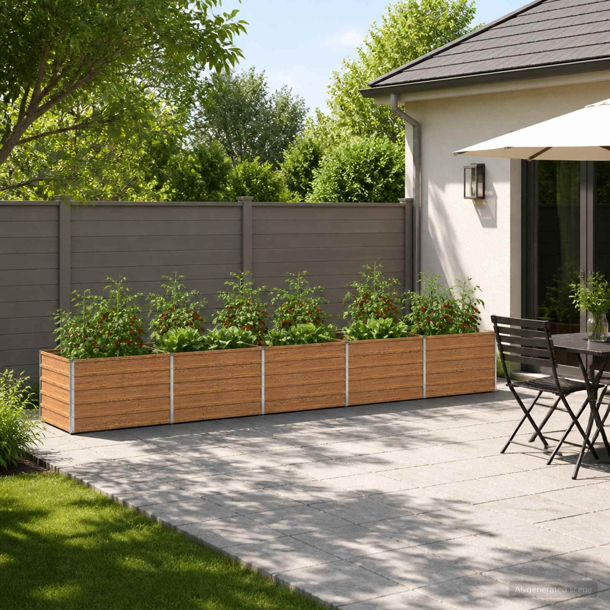 Raised Garden Bed Wood Brown 400 x 80 x 55 cm cold-rolled steel