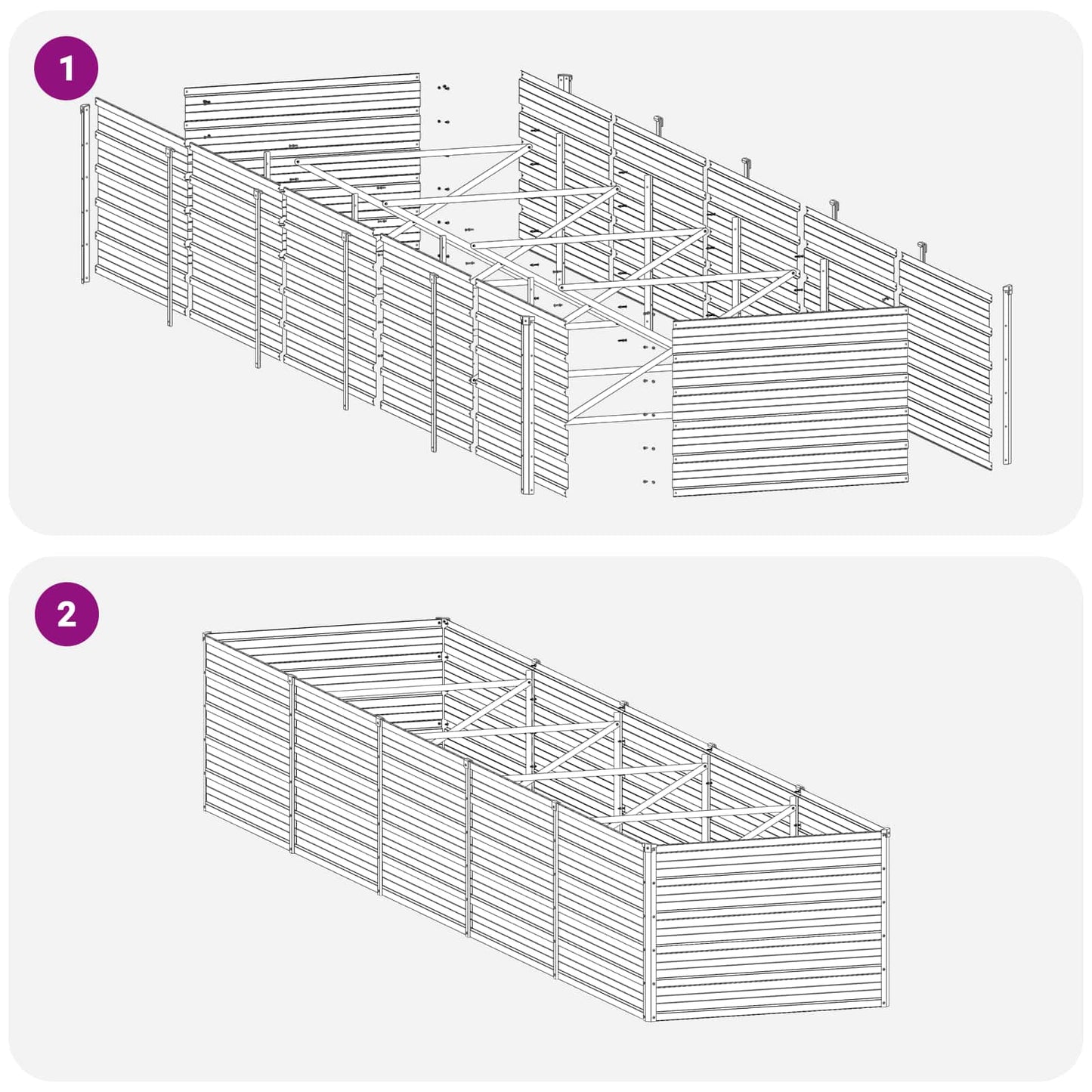 Raised Garden Bed Grey 400 x 80 x 55 cm cold-rolled steel