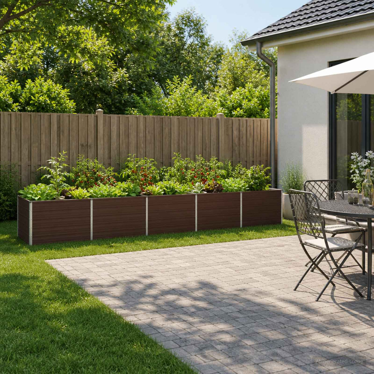 Raised Garden Bed Brown 400 x 80 x 55 cm cold-rolled steel
