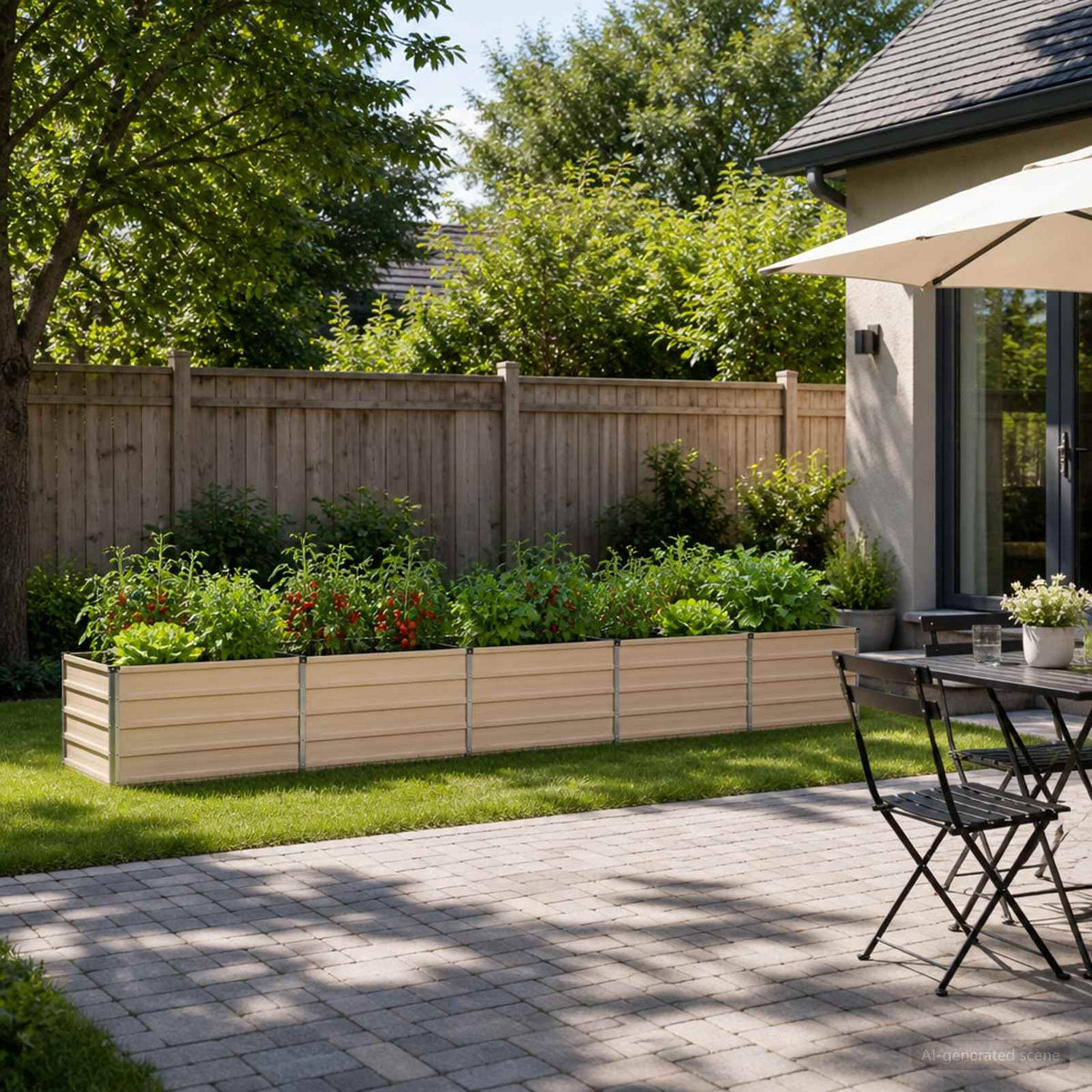 Raised Garden Bed Ivory 400 x 80 x 55 cm cold-rolled steel