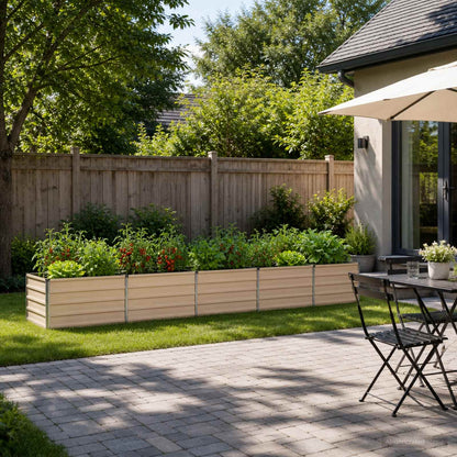 Raised Garden Bed Ivory 400 x 80 x 55 cm cold-rolled steel