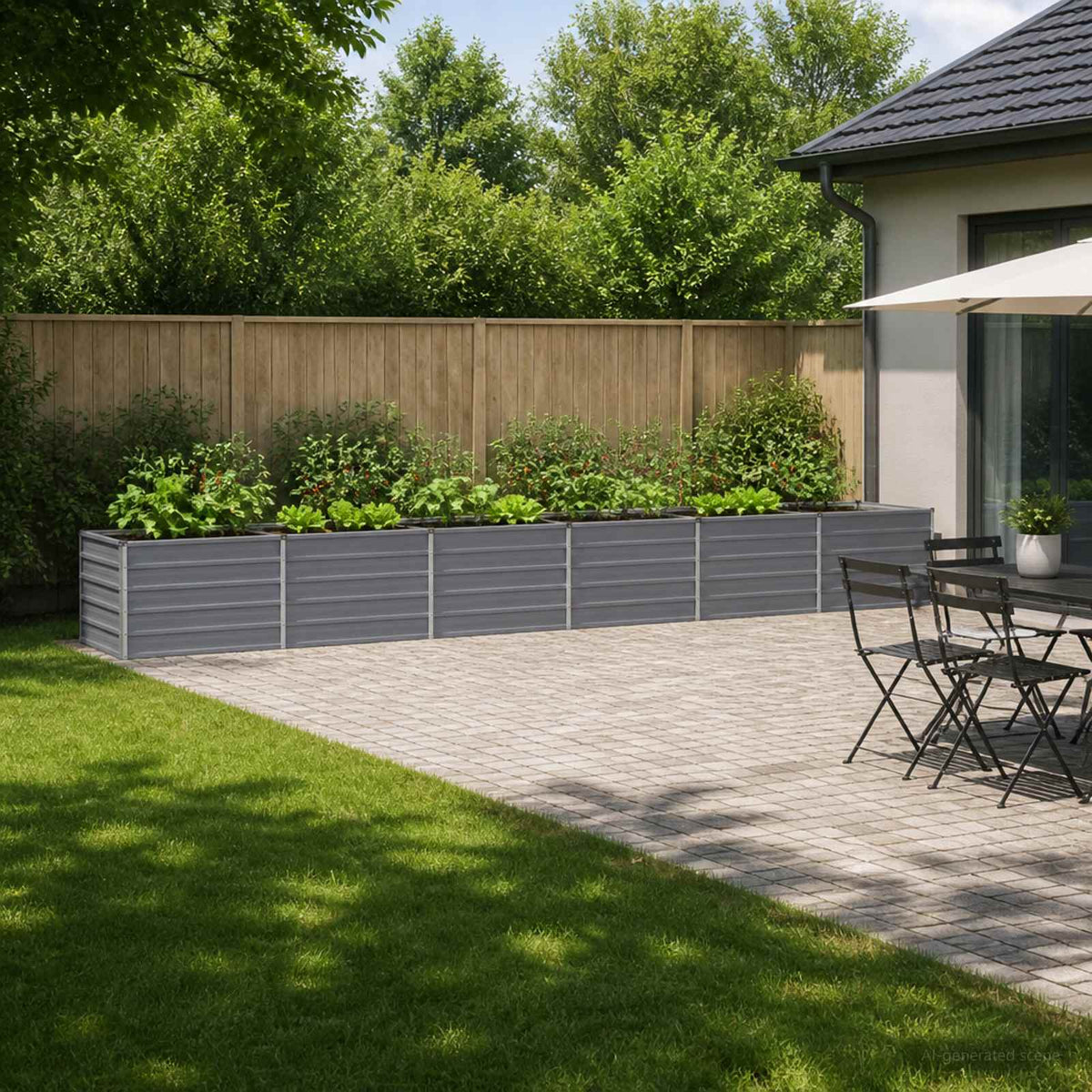 Raised Garden Bed Grey 480 x 80 x 55 cm cold-rolled steel