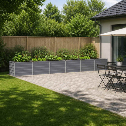 Raised Garden Bed Grey 480 x 80 x 55 cm cold-rolled steel