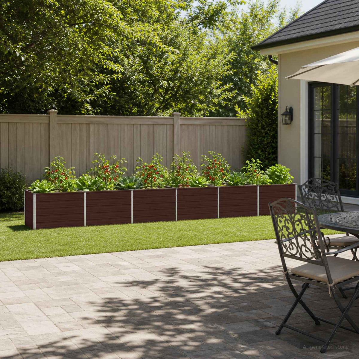 Raised Garden Bed Brown 480 x 80 x 55 cm cold-rolled steel