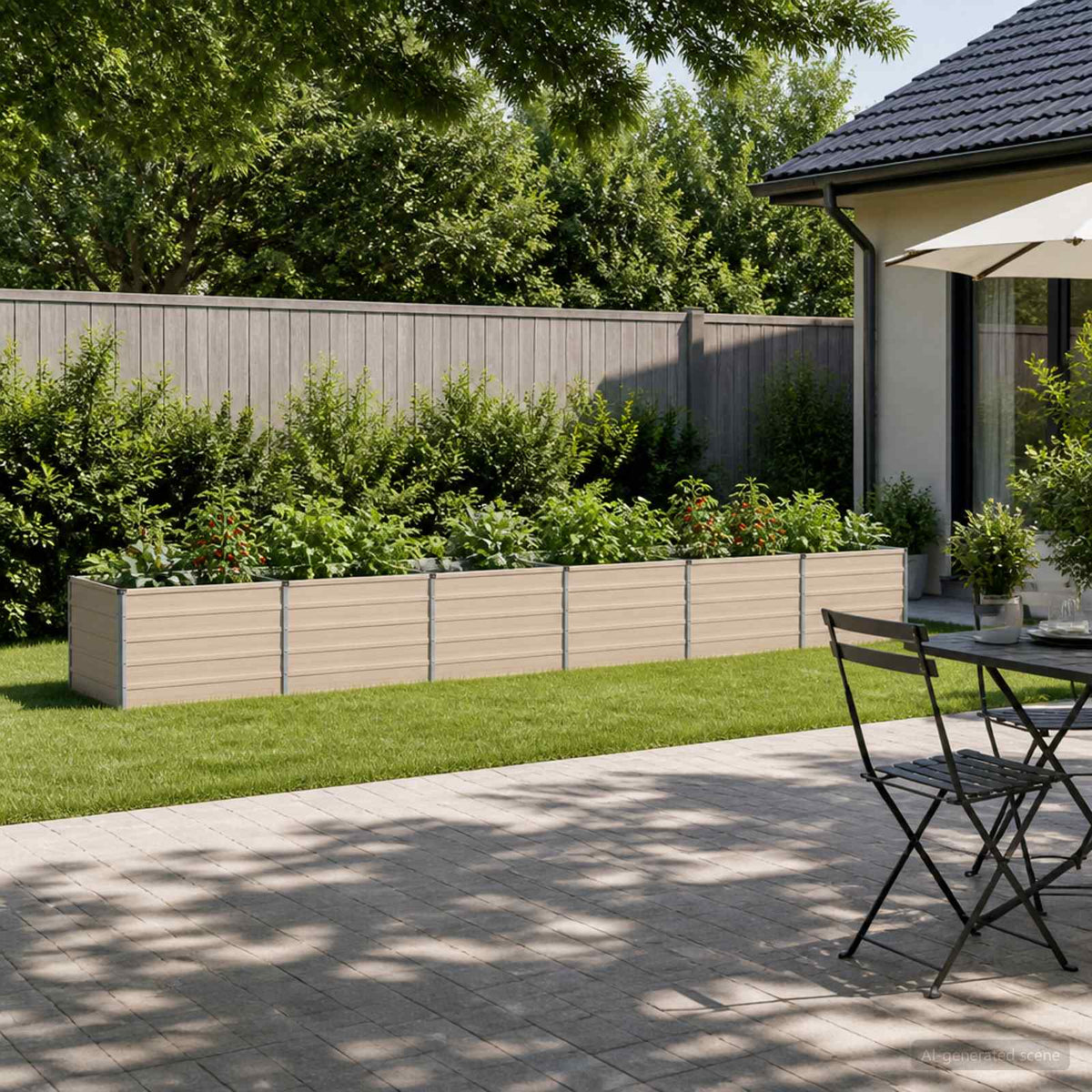 Raised Garden Bed Ivory 480 x 80 x 55 cm cold-rolled steel