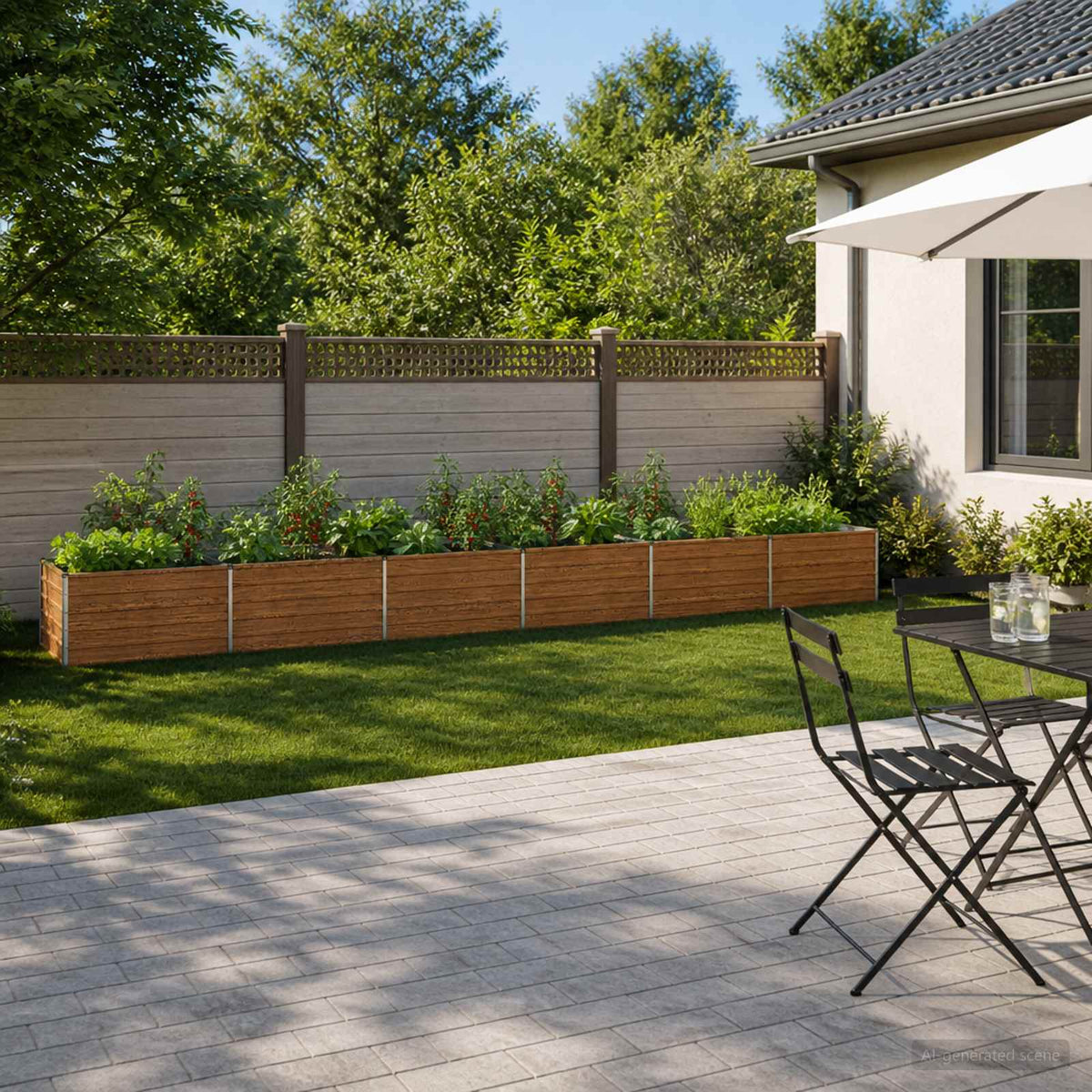 Raised Garden Bed Wood Brown 600 x 80 x 55 cm cold-rolled steel