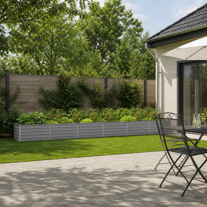 Raised Garden Bed Grey 600 x 80 x 55 cm cold-rolled steel