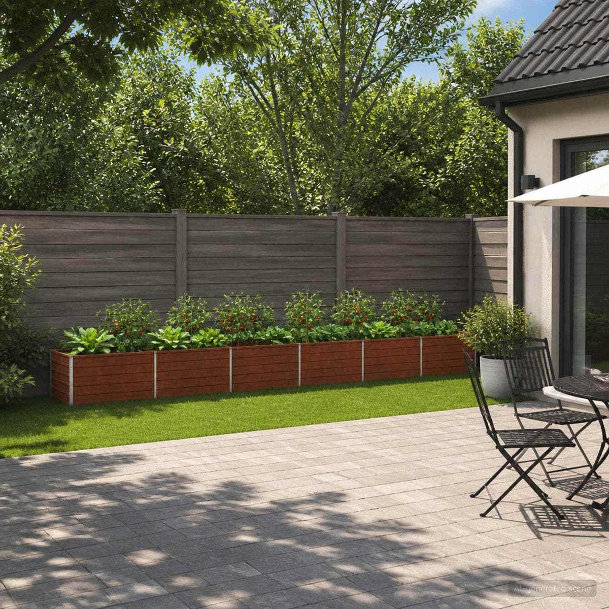 Raised Garden Bed Rusty 600 x 80 x 55 cm corton