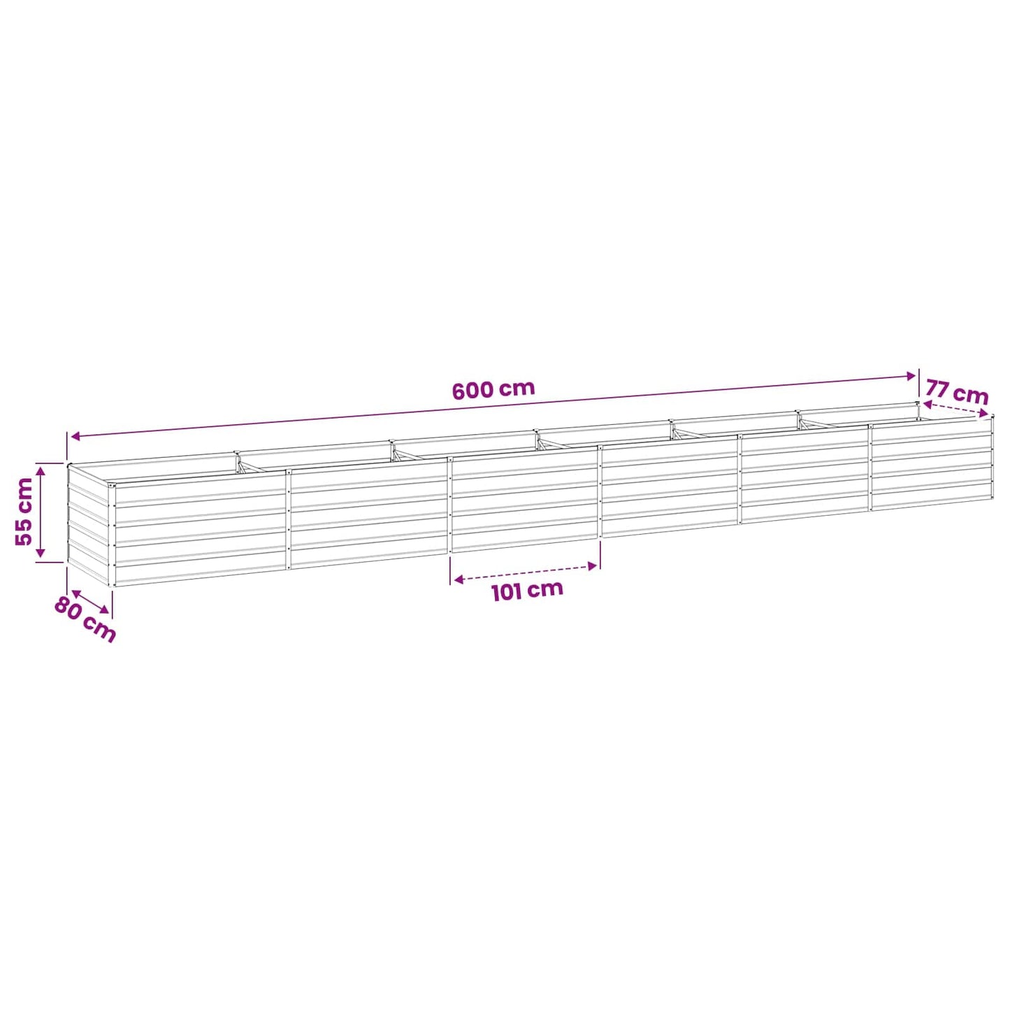 Raised Garden Bed Rusty 600 x 80 x 55 cm corton