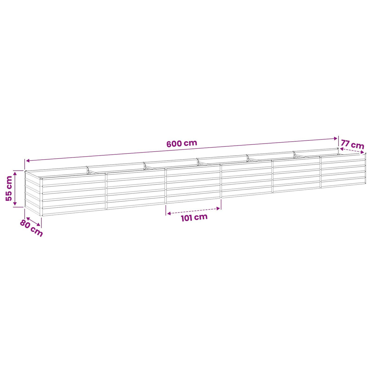 Raised Garden Bed Rusty 600 x 80 x 55 cm corton