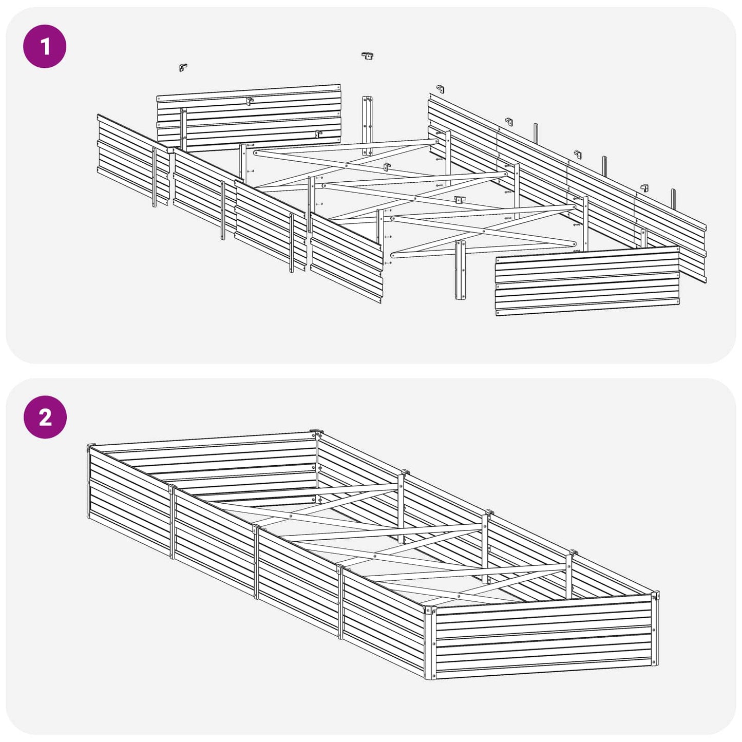 Raised Garden Bed Grey 320 x 80 x 24 cm cold-rolled steel