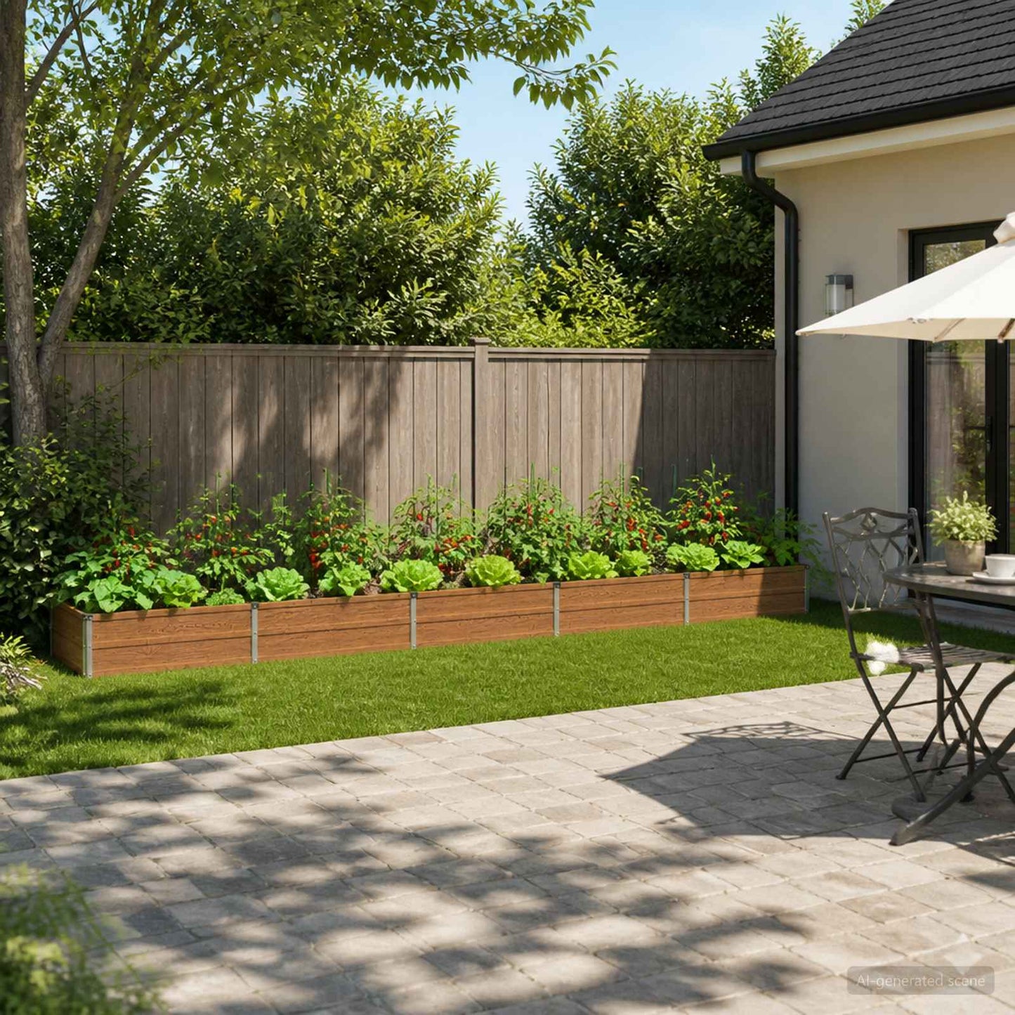 Raised Garden Bed Wood Brown 400 x 80 x 24 cm cold-rolled steel