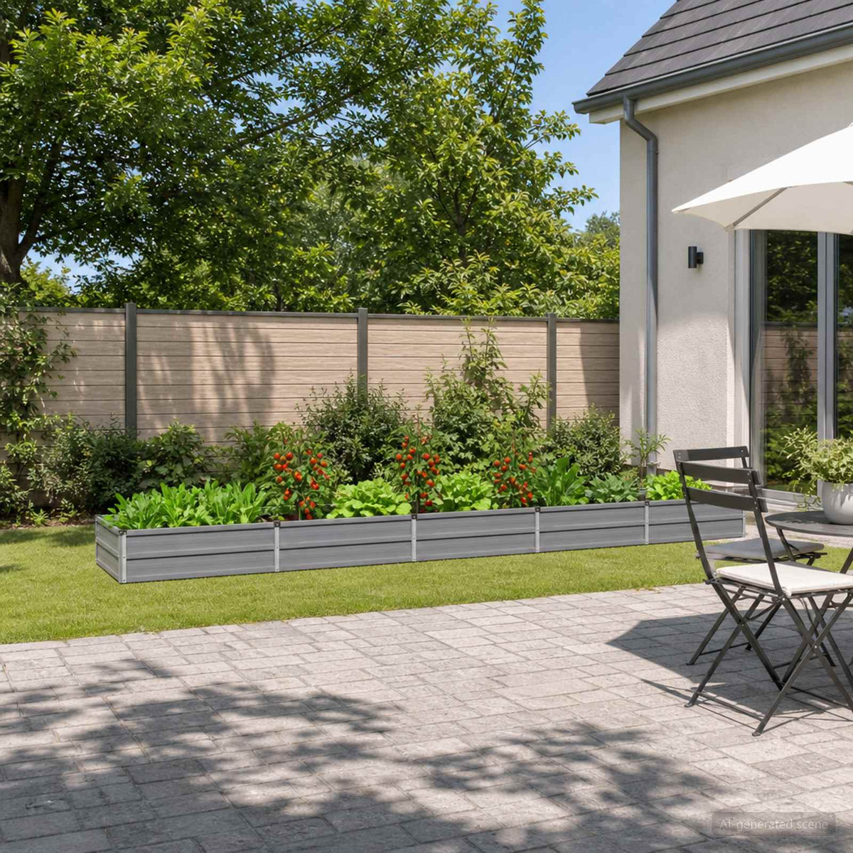 Raised Garden Bed Grey 400 x 80 x 24 cm cold-rolled steel
