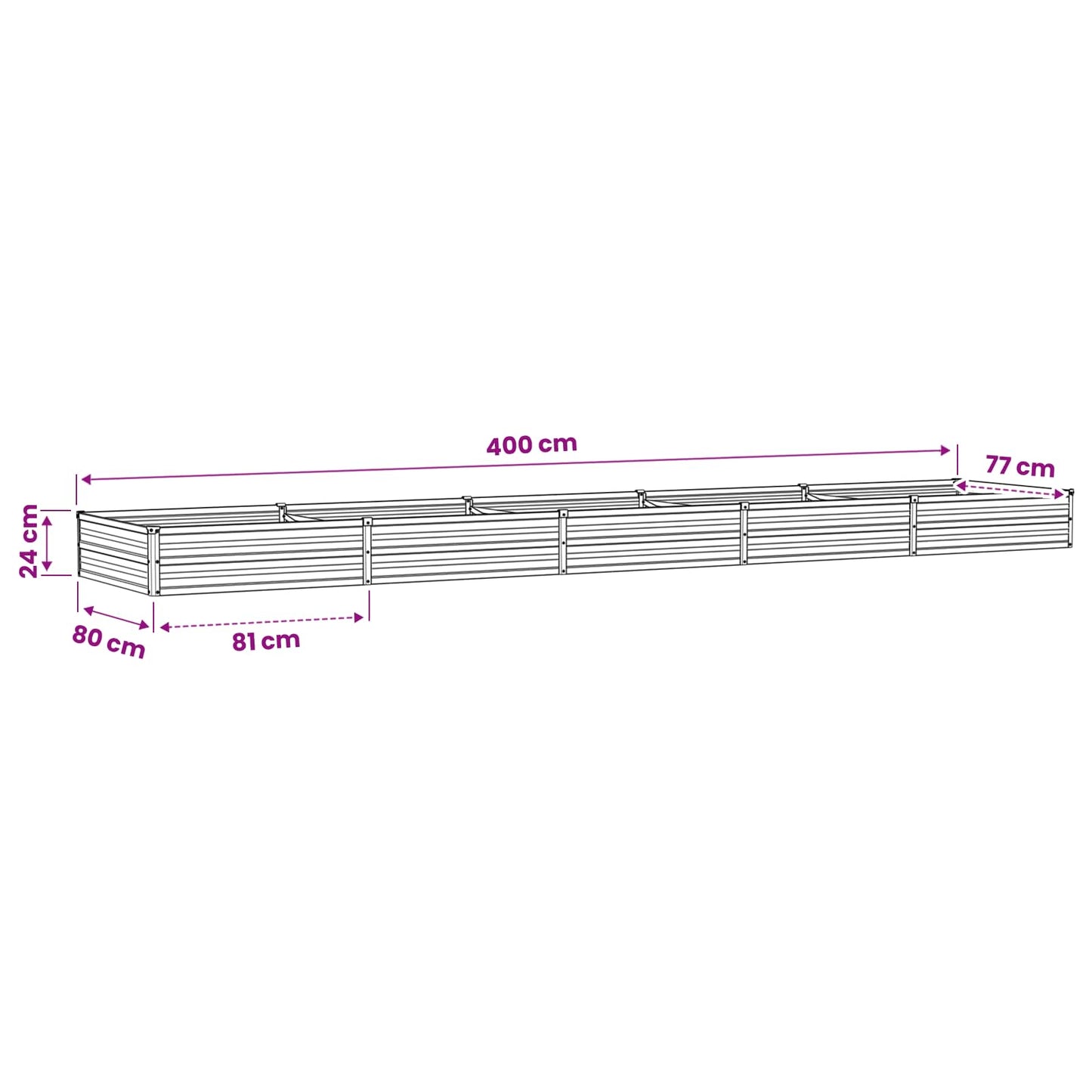 Raised Garden Bed Brown 400 x 80 x 24 cm cold-rolled steel