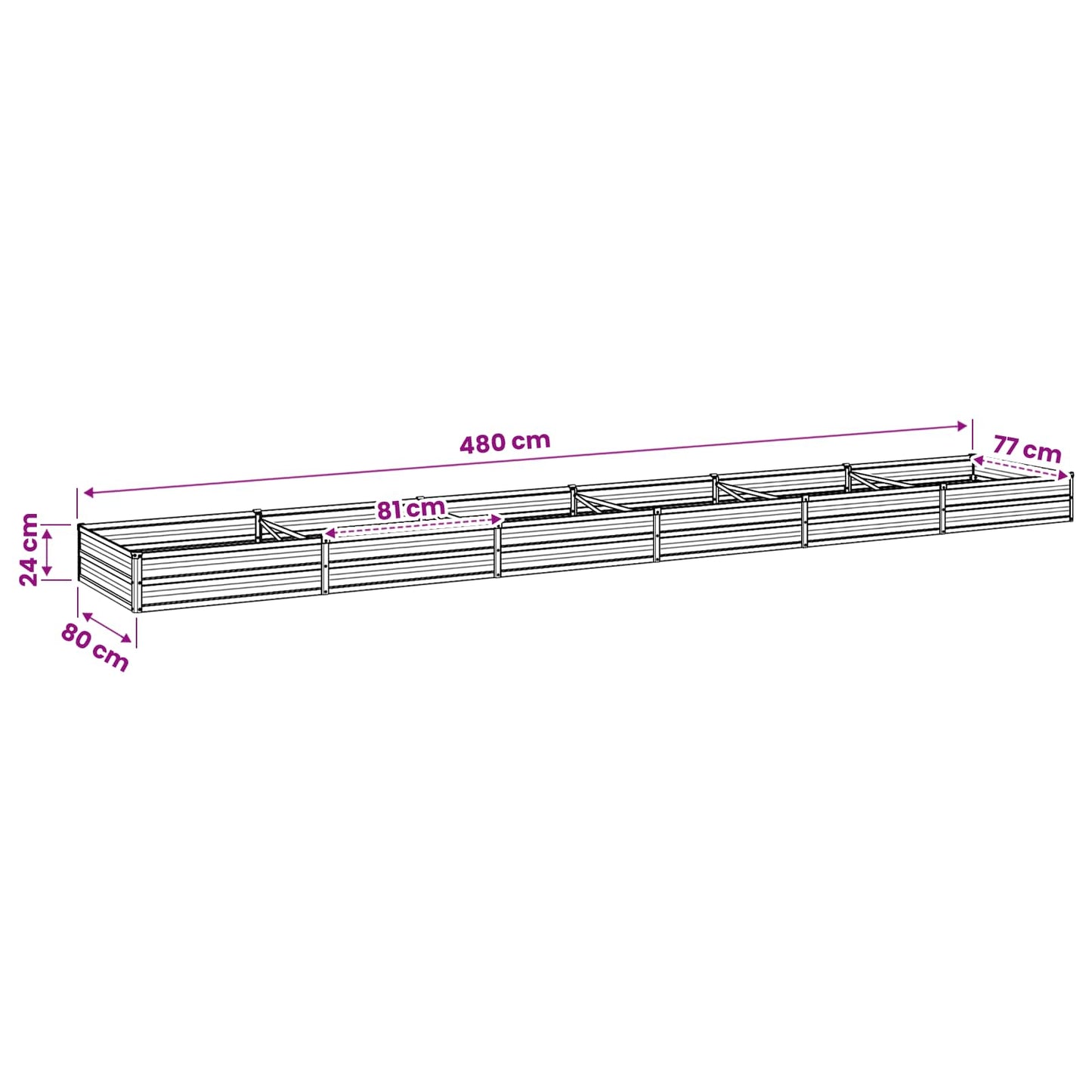 Raised Garden Bed Wood Brown 480 x 80 x 24 cm cold-rolled steel